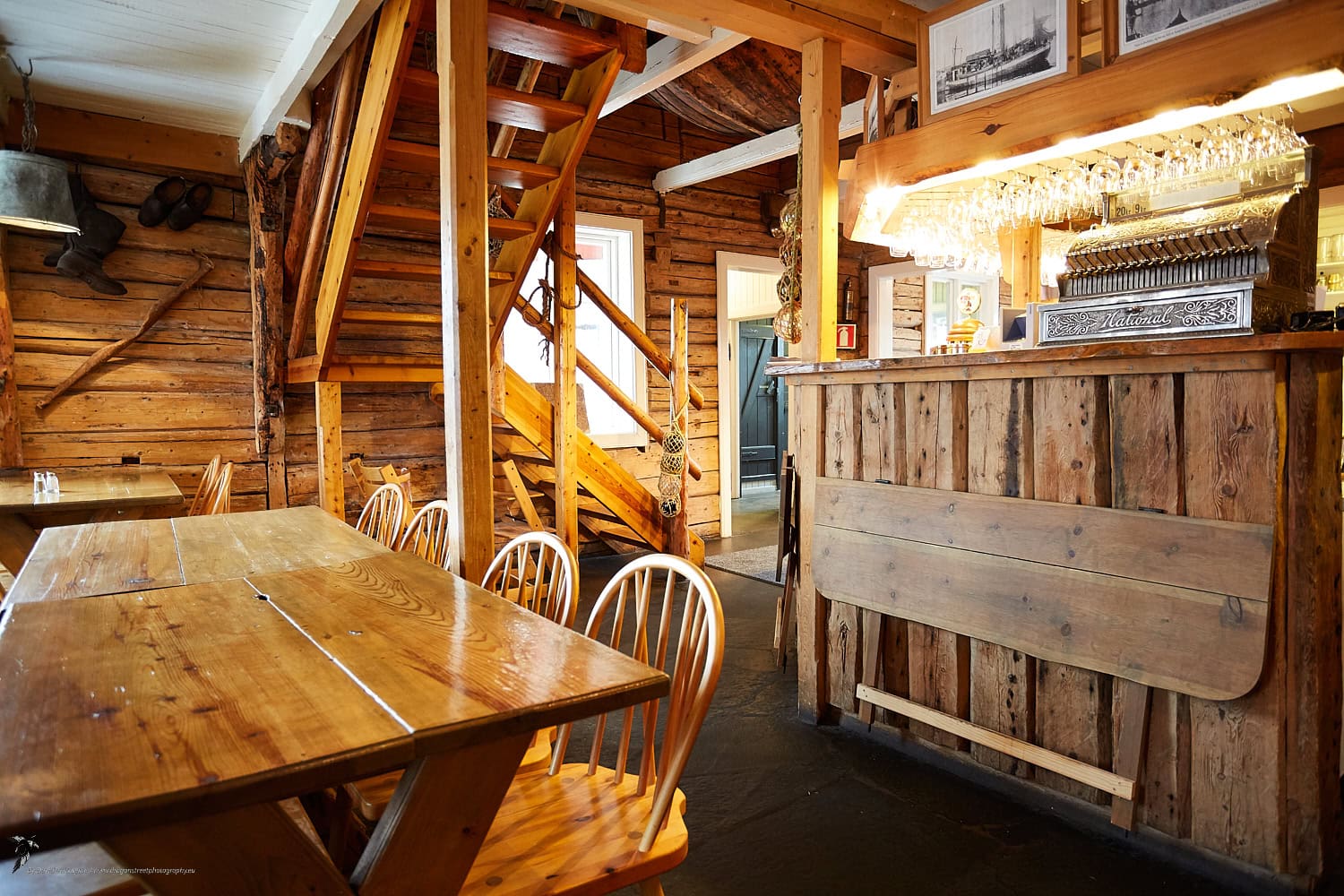 Interior of a rustic restaurant, Reine, Lofoten, Norway